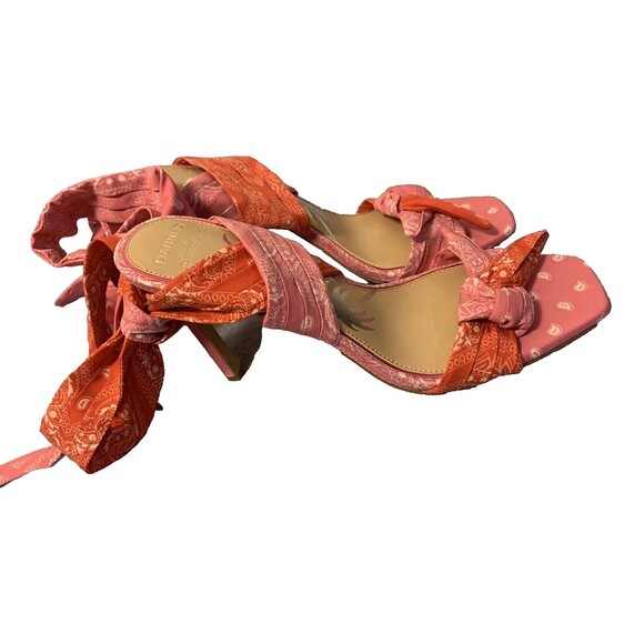 Sz 9 | Gianni Bini x DANNIJO Bandana Colorblock Print Ankle Wrap Heel Barbie - Picture 5 of 10